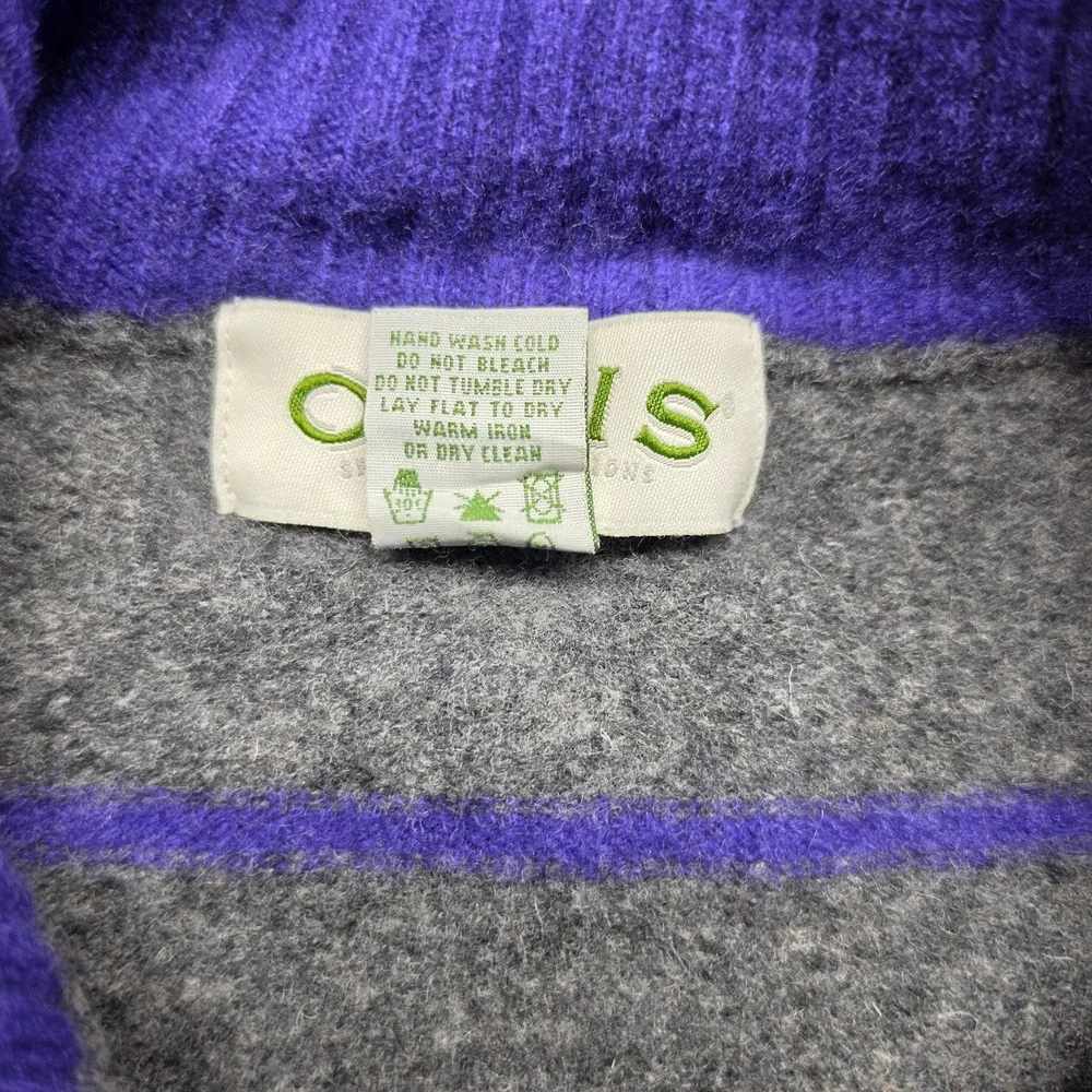 Orvis Mens XL Lambswool Sweater Quarter Zip Gray Purple Striped Outdoor Preppy